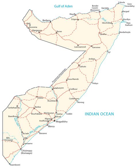 Somalia Map - Cities and Roads - GIS Geography