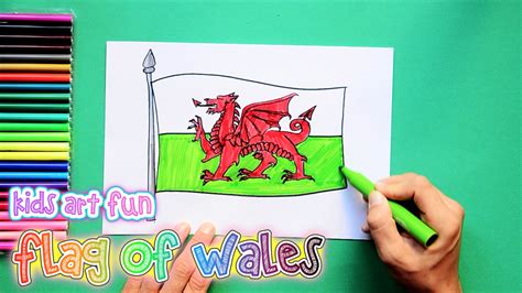 How to draw and color the Flag of Wales Flag Drawing, Wales Flag, National Flag, Art For Kids ...