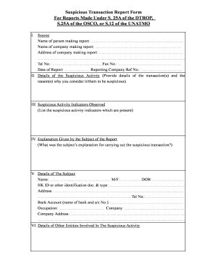 Suspicious Activity Report Template - Fill Online, Printable, Fillable, Blank | pdfFiller