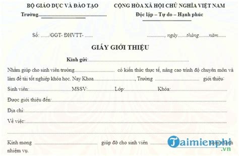 Giấy giới thiệu sinh viên đi thực tập - Giấy giới thiệu thực tập cho s