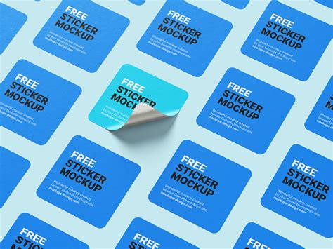 Free square sticker mockup - Mockups Design