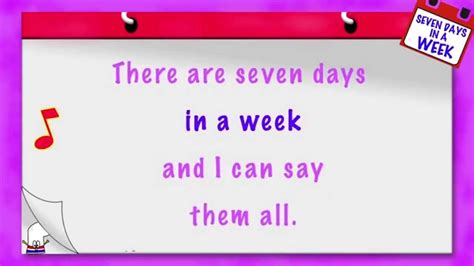 The 7 Days of the Week - Children's Song - Seven Days in a Week ...