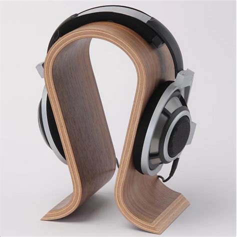 Classic Walnut Finish Wooden Headphone Headset Earphone Stand Holder Hanger Wooden Headphone ...