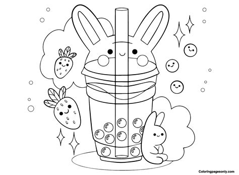 boba tea coloring page in black and white ready for download