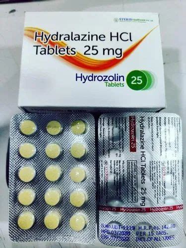 Hydrozolin Hydralazine Hydrochloride Tablets 25mg, Steris, 10x15 at Rs 960/box in Vasai Virar