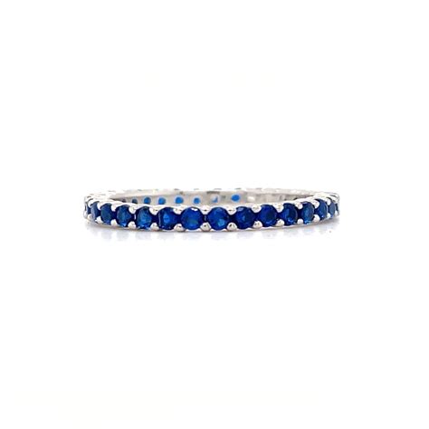 Blue Sapphire Eternity Band Sterling Silver Wedding Band - Etsy