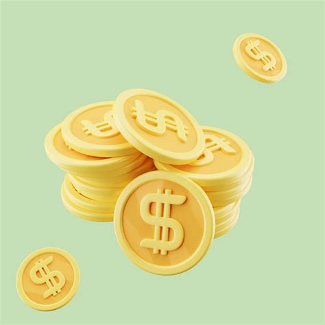 Free PSD | 3d rendering stack dollar coin