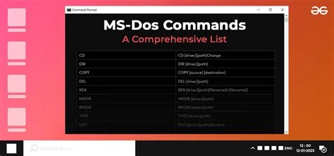 MS-Dos Commands: A Comprehensive List - GeeksforGeeks