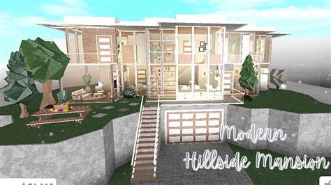 No Large Plot Modern Hillside Mansion ¦ Bloxburg (80k) - YouTube