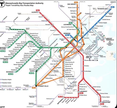 Mbta map with all former lines on it : mbta