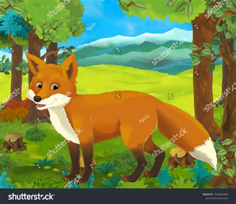 Cartoon Scene Happy Funny Fox Forest Stock Illustration 1508283380 | Shutterstock