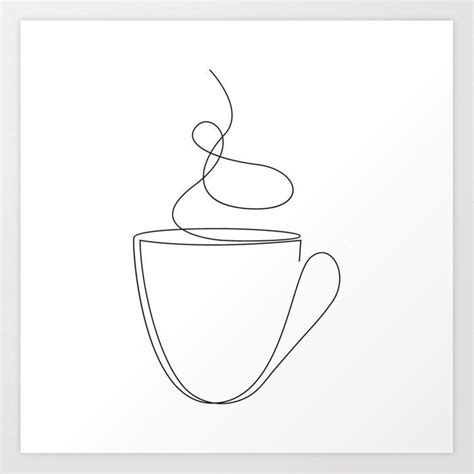 Buy coffee or tea cup - line art Art Print by dronathan. Worldwide shipping available at ...