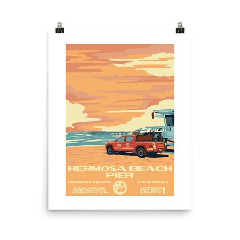 Hermosa Beach Pier | Hermosa Beach, CA Poster || WAVE ARCADE Surf ...