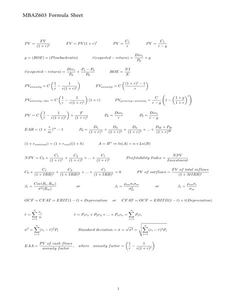 Formula Sheet 2023