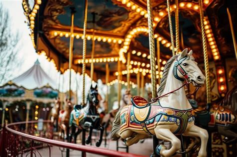 Premium Photo | Merry go round carousel in amusement park