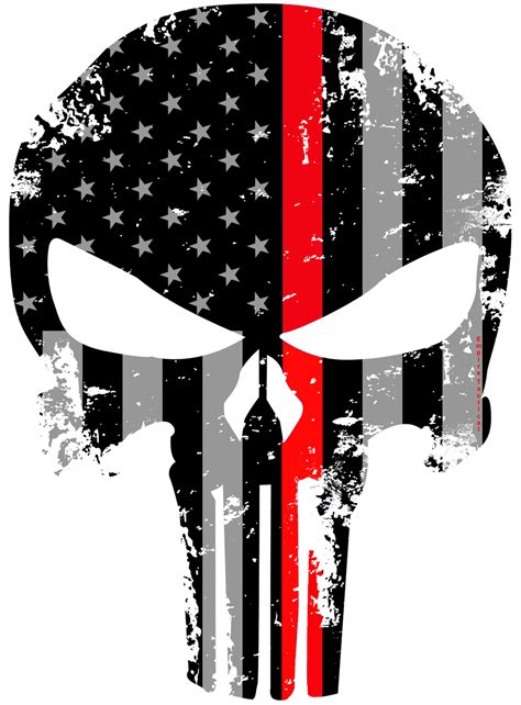 Tattered 5x4 Inch Subdued Us Flag Punisher Skull Reflective Decal with Thin Red Line — Empire ...