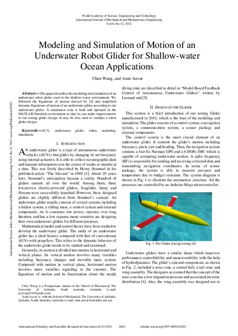 (PDF) Modeling And Simulation Of Motion Of An Underwater Robot Glider ...