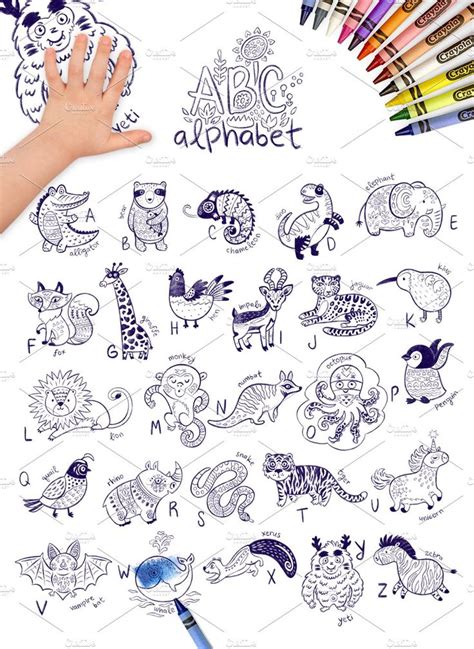 Animals alphabet | Animal alphabet, Childrens prints, Animal drawings