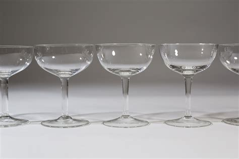 8 Champagne Coupe Crystal Glasses - 4.5oz Mid Century Modern Hollywood ...