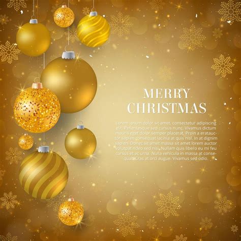 Christmas background with gold Christmas baubles. Elegant Christmas ...