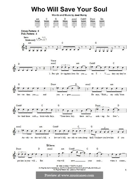 Who Will Save Your Soul (Jewel) by J. Kilcher - sheet music on MusicaNeo