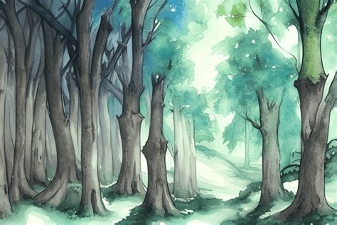 Medieval Anime Style Dark Forest Watercolor · Creative Fabrica