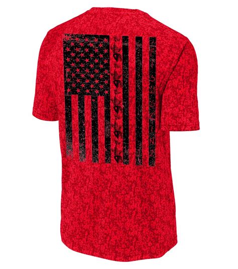 Digital Camo Flag Performance Short Sleeve (Red) | Fish Skinz Apparel