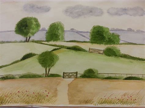 fields | Watercolor, Painting, Art