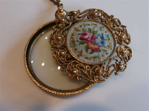 Vintage Magnifying Glass Petit Point Pendant Necklace | Magnifying glass pendants, Jewelry ...