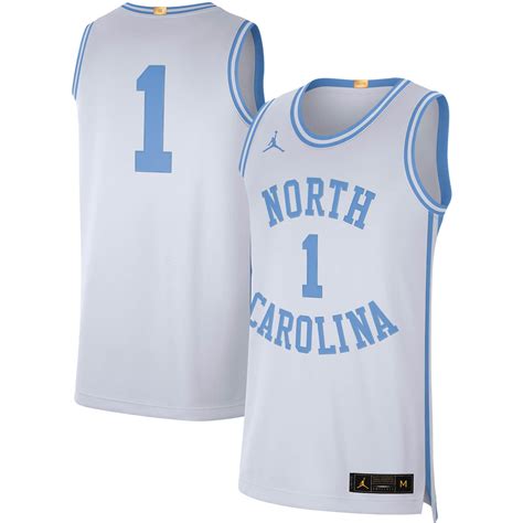 Men's Jordan Brand #1 White North Carolina Tar Heels Retro Limited Jersey