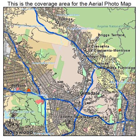 Aerial Photography Map of Glendale, CA California