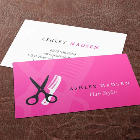 Hair Salon Hairstylist - Cute Girly Pink Business Card Template