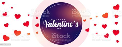 Happy Valentines Day Hearts Decorative Banner Design Stock Illustration ...