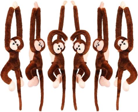 Amazon.com: 6 Pieces Hanging Monkey Toys Long Arm Monkey Plush Toy with Hook and Loop Fasteners ...