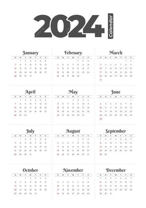 Premium Vector | 2024 Calendar Template editable vector