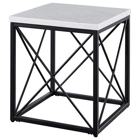 Steve Silver Skyler Contemporary White Marble Top Square End Table ...