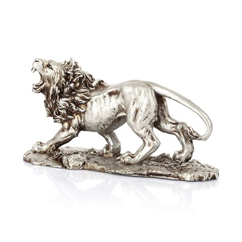 Silver Lion Statue Lion Statue Animal Figurines Africa Home | Etsy