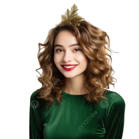 Christmas Young Girl With Blurry Face Makeup Healthy Hair Style Elegant Lady Christmas Tree ...