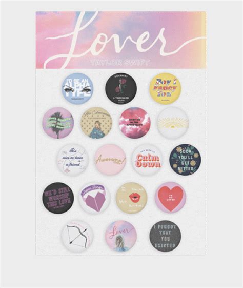 Every Piece of Taylor Swift Merch — Lover Album Tracklist Pin Set $13 ...