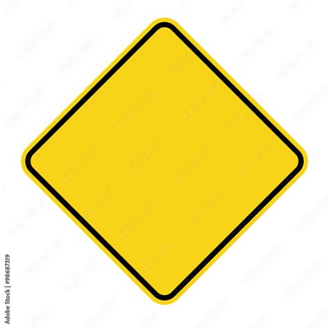 Blank Yellow Sign. Empty square warning symbol isolated on white background. Priority road icon ...