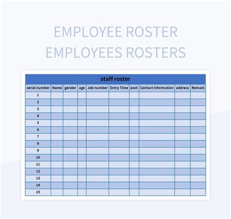 Staff Personal And Position Information Roster Excel Template And ...