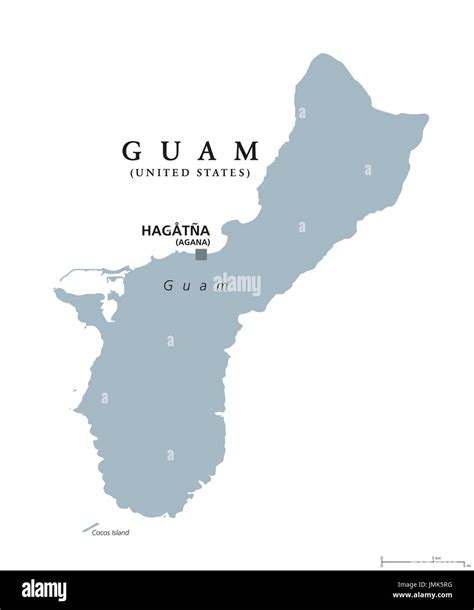 Detailed Map Of Guam And Capital City Agana Vector Image, 46% OFF