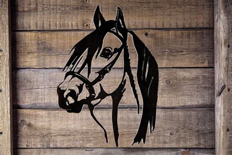 Black Metal Horse Profile Sign, Equine Wall Hanging Skull Wall Art, Horse Wall Art, Cottage Room ...