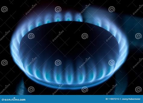 Natural Gas Burner Blue Flames Stock Image - Image of background, dark ...