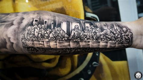 Black Jesus Last Supper Tattoo