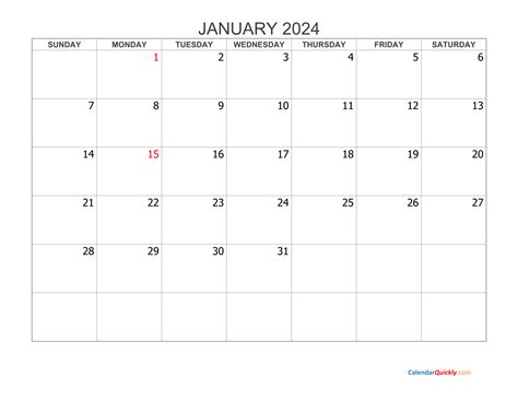 January 2024 Blank Calendar | Calendar Quickly