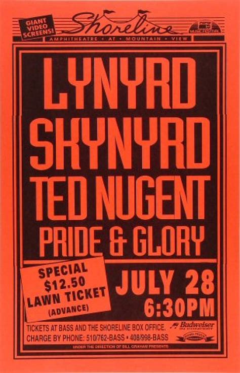 Lynyrd Skynyrd Vintage Concert Poster from Shoreline Amphitheatre, Jul ...