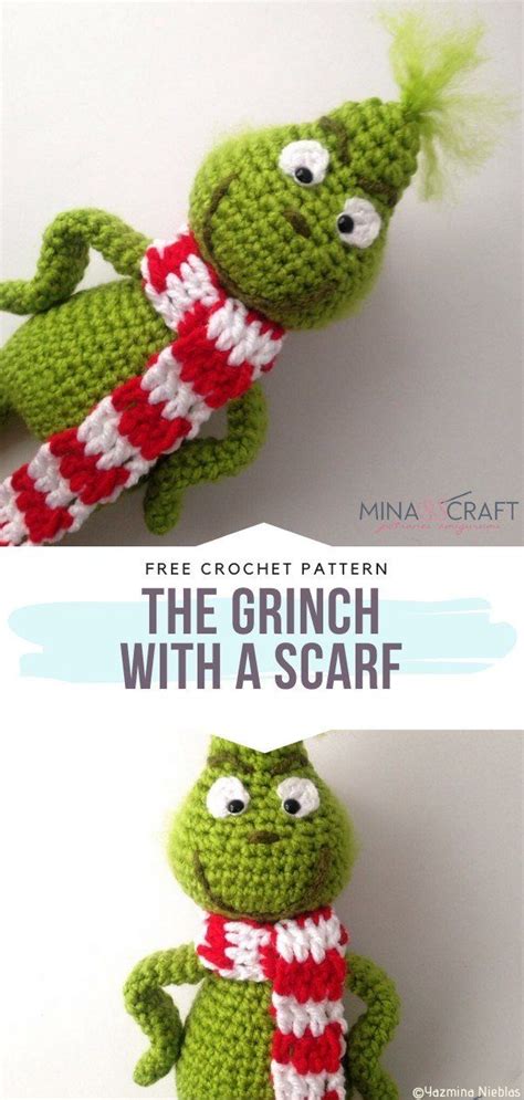 The Grinch with a Scarf Free Crochet Pattern This year's most adorable Grinch Amigurumi is ...