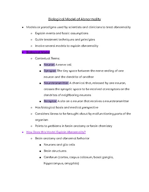 Biological Model of Abnormality - More about neurotransmitters (NTs) Dozens of identified NTs in ...