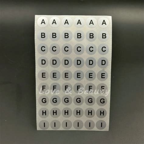 468 small pcs Alphabet Label Stickers A To Z 10mm Black Letters Silver Round Waterproof-in ...